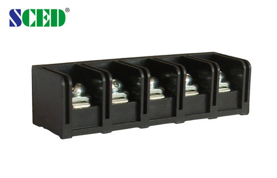 Black 20A Barrier Power Terminal Blocks With 2-12 Poles Brass PBT 11mm Pitch