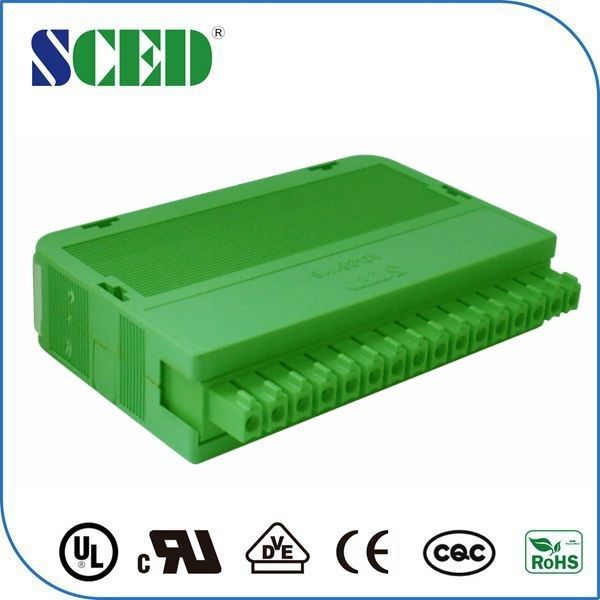 Green 3.81mm Pluggable Din Rail Mounting Accessories 16pin Automotive