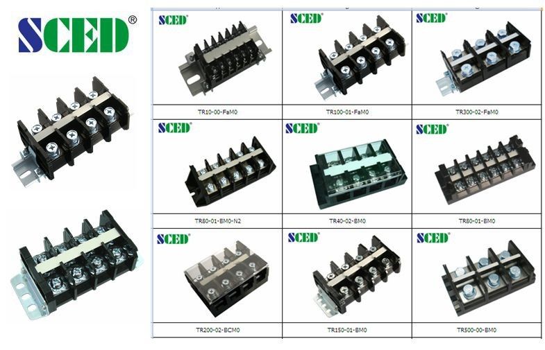 High Current Terminal Connector Block 18.0mm 600V Black PC Screw Mount Connector