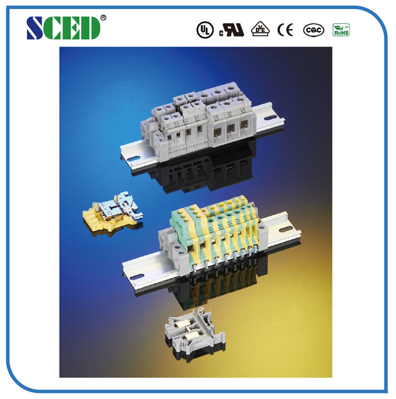 6mm2 Rail Mount Terminal Block 600V 30A AWG 30 - 10 Terminal Width 6.2mm