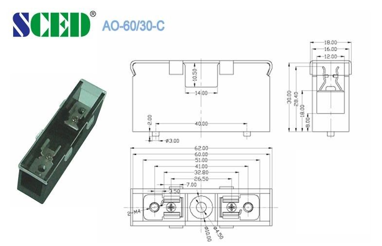 690V 5A  Din Rail Mounting Accessories PBT M4 Screw With Cover For Power
