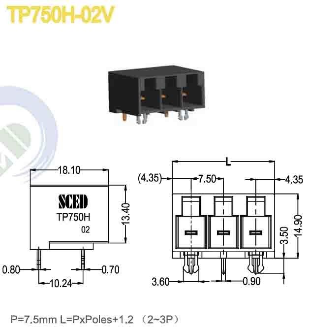 Flexible Design Pluggable Terminal Block 7.5mm 300V 32A with Copper Terminal Competitive UL CE