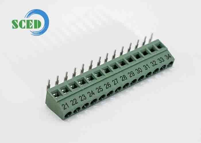 Pitch 5.00mm 300v PCB Terminal Block 10A 2P-24P Right Angle Wire Inlet 12-26 AWG