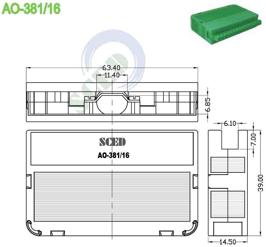 Green 3.81mm Pluggable Din Rail Mounting Terminal Block Accessories PA66 Automotive