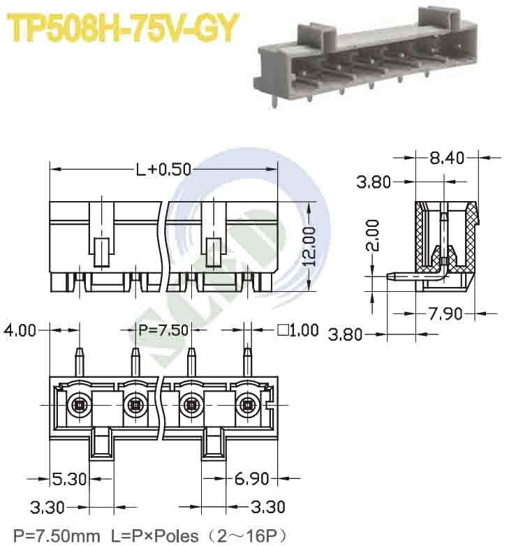 300V 18A Header Male Sockets Pitch 7.50mm 2-16P Sockets Plug-in Terminal Block