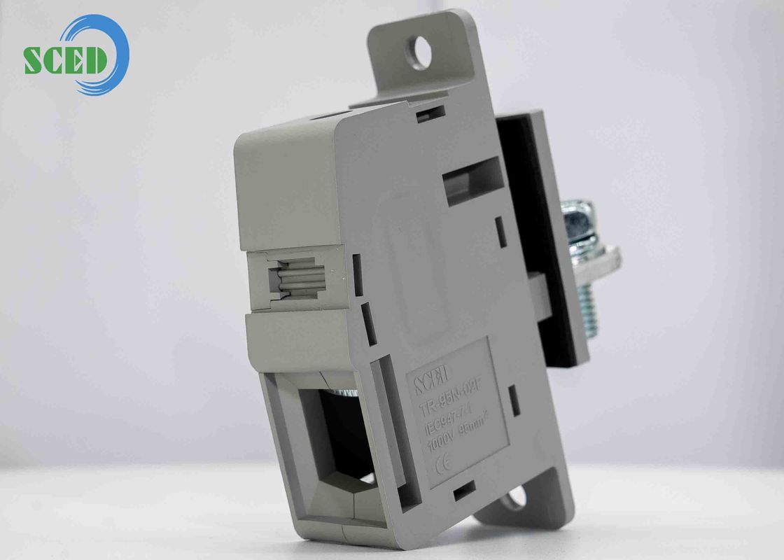 Grey 25.00mm Through Panel Terminal Blocks Connection Copper 300V 230A M8 Steel Screw