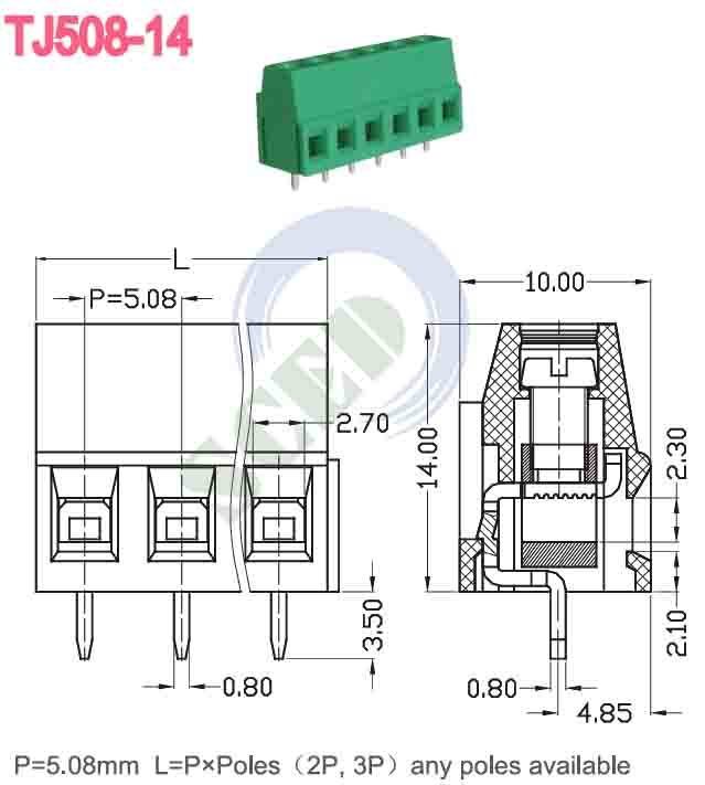 Push-in Screwless Terminal Block for Wire Connection No Abnormal Within 1 Minute Rated Surge Voltage