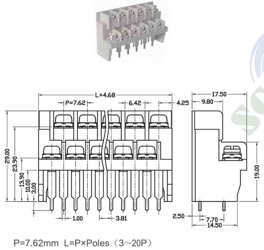 Insulation Resistance of 1000MΩ and Withstand Voltage of 3000V in Terminal Barrier Block for Electrical Connections