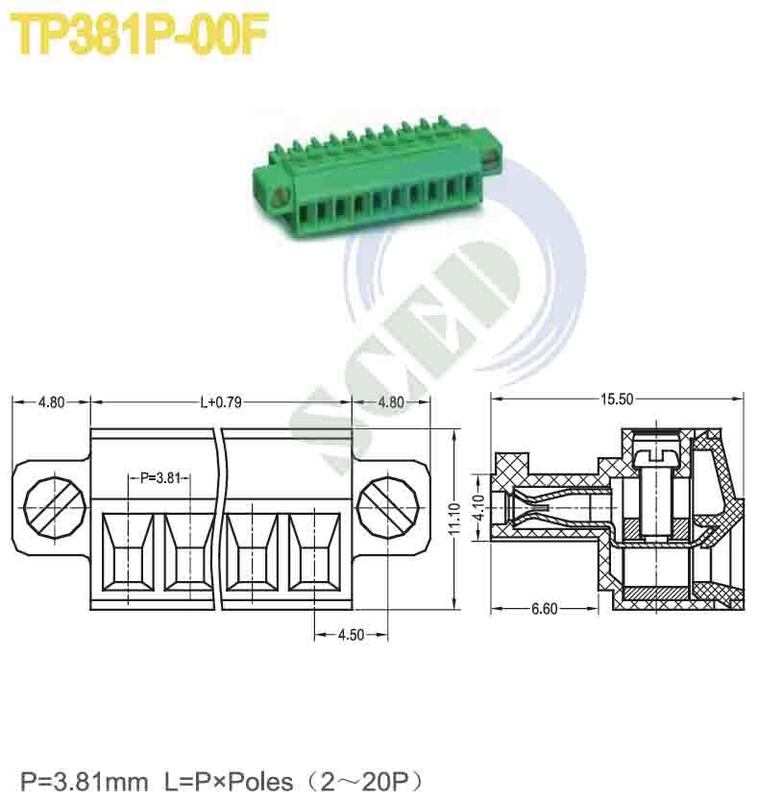 Brass Clamp Cage Pluggable Terminal Block with 3000V AC/minute Withstanding Voltage and Phosphor Bronze Terminal for Reliable Electrical Connections
