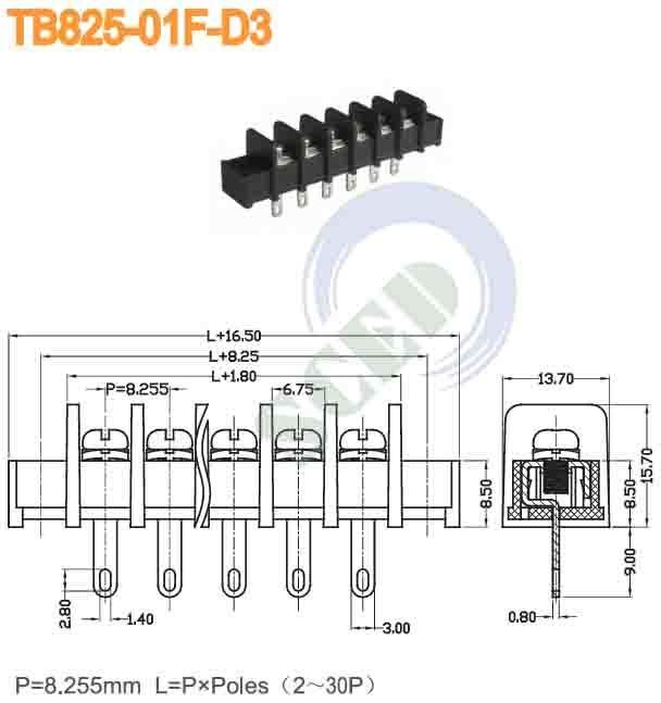 Rated Connecting 2.5mm2 Barrier Terminal Block Featuring 2 Poles and UL94V0 Inflammability Class Ensuring Circuit Protection