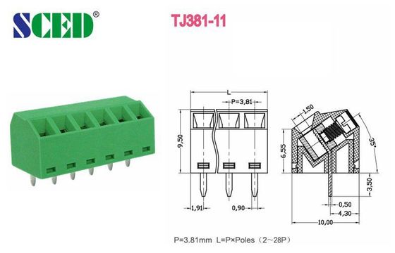 त्वरित कनेक्ट 16-24 AWG 45 डिग्री पेंच टर्मिनल ब्लॉक 2 पिन - 28 पिन 3.81mm