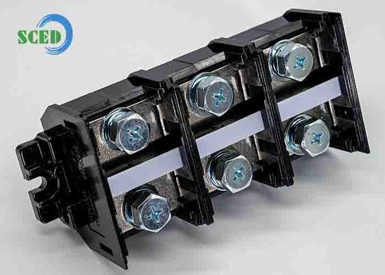 300A रेल टर्मिनल ब्लॉक 47.0 मिमी 600V काला पीसी सामग्री स्क्रू माउंट कनेक्टर